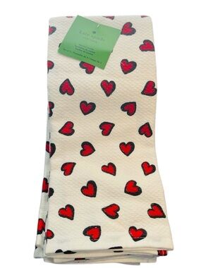 kate spade White Tea Towels with Red Heart Print